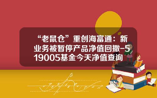 “老鼠仓”重创海富通：新业务被暂停产品净值回撒-519005基金今天净值查询