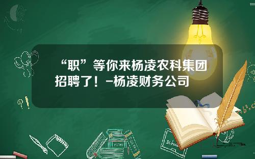 “职”等你来杨凌农科集团招聘了！-杨凌财务公司