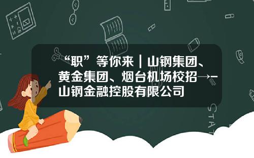 “职”等你来｜山钢集团、黄金集团、烟台机场校招→-山钢金融控股有限公司