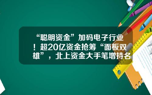 “聪明资金”加码电子行业！超20亿资金抢筹“面板双雄”，北上资金大手笔增持名单出炉-免费的股票资讯终端