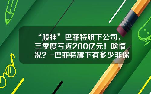 “股神”巴菲特旗下公司，三季度亏近200亿元！啥情况？-巴菲特旗下有多少非保险业务