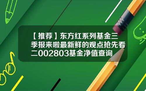 【推荐】东方红系列基金三季报来啦最新鲜的观点抢先看二002803基金净值查询
