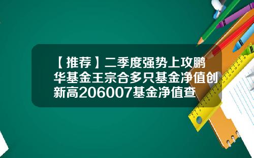 【推荐】二季度强势上攻鹏华基金王宗合多只基金净值创新高206007基金净值查询