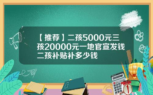 【推荐】二孩5000元三孩20000元一地官宣发钱二孩补贴补多少钱