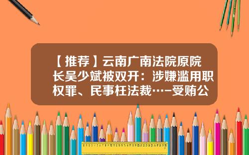 【推荐】云南广南法院原院长吴少斌被双开：涉嫌滥用职权罪、民事枉法裁…-受贿公司领导能不被裁吗