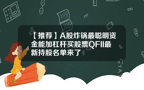 【推荐】A股炸锅最聪明资金能加杠杆买股票QFII最新持股名单来了