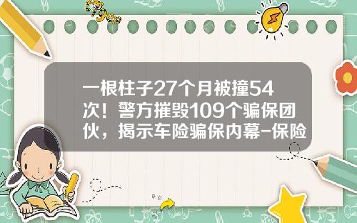 一根柱子27个月被撞54次！警方摧毁109个骗保团伙，揭示车险骗保内幕-保险公司定损黑幕【新闻】