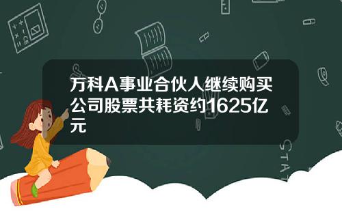 万科A事业合伙人继续购买公司股票共耗资约1625亿元