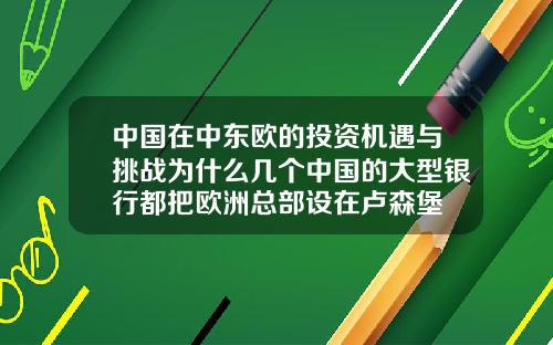 中国在中东欧的投资机遇与挑战为什么几个中国的大型银行都把欧洲总部设在卢森堡