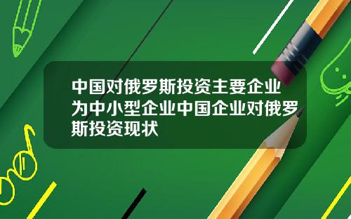 中国对俄罗斯投资主要企业为中小型企业中国企业对俄罗斯投资现状