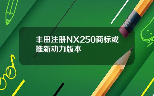 丰田注册NX250商标或推新动力版本