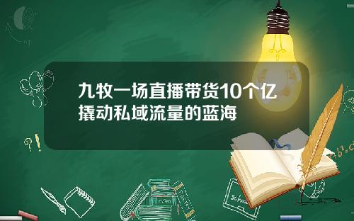 九牧一场直播带货10个亿撬动私域流量的蓝海