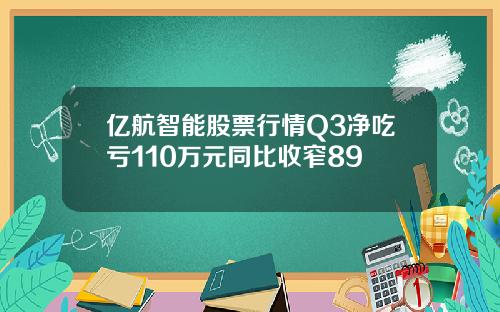 亿航智能股票行情Q3净吃亏110万元同比收窄89