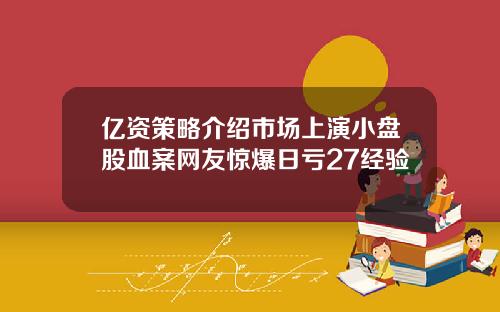 亿资策略介绍市场上演小盘股血案网友惊爆日亏27经验
