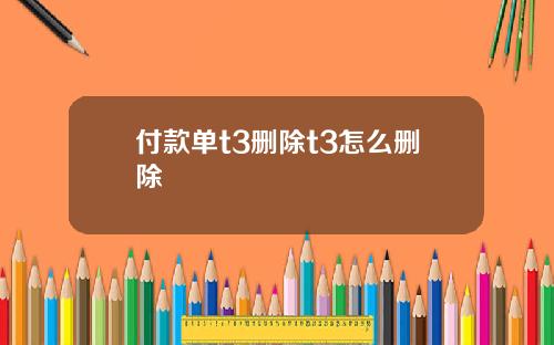 付款单t3删除t3怎么删除