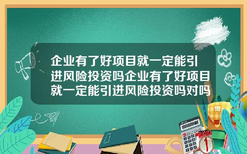 企业有了好项目就一定能引进风险投资吗企业有了好项目就一定能引进风险投资吗对吗