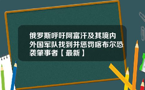 俄罗斯呼吁阿富汗及其境内外国军队找到并惩罚喀布尔恐袭肇事者【最新】