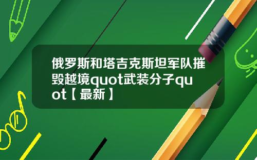 俄罗斯和塔吉克斯坦军队摧毁越境quot武装分子quot【最新】