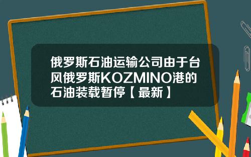 俄罗斯石油运输公司由于台风俄罗斯KOZMINO港的石油装载暂停【最新】