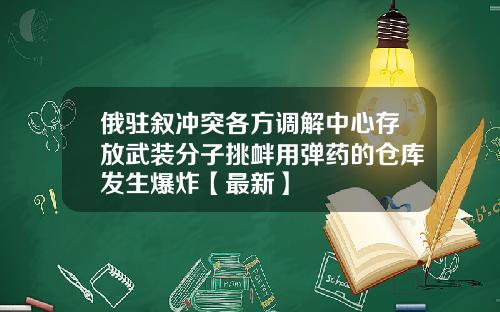 俄驻叙冲突各方调解中心存放武装分子挑衅用弹药的仓库发生爆炸【最新】