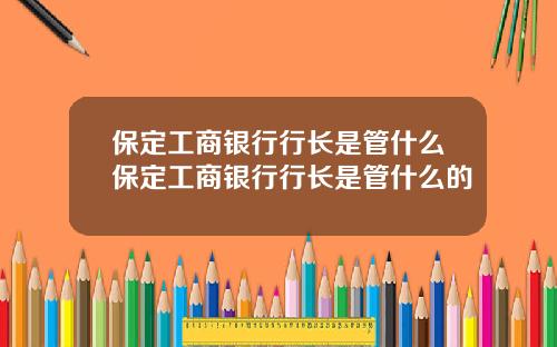 保定工商银行行长是管什么保定工商银行行长是管什么的