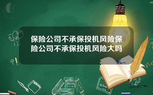 保险公司不承保投机风险保险公司不承保投机风险大吗