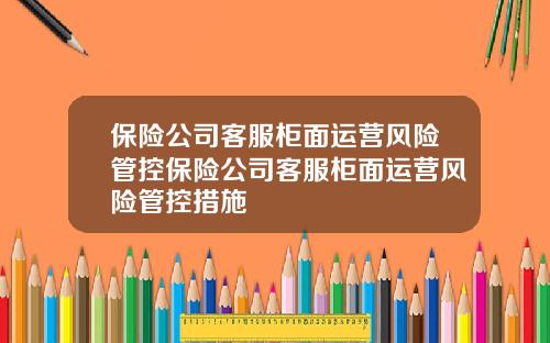 保险公司客服柜面运营风险管控保险公司客服柜面运营风险管控措施