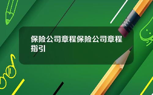 保险公司章程保险公司章程指引