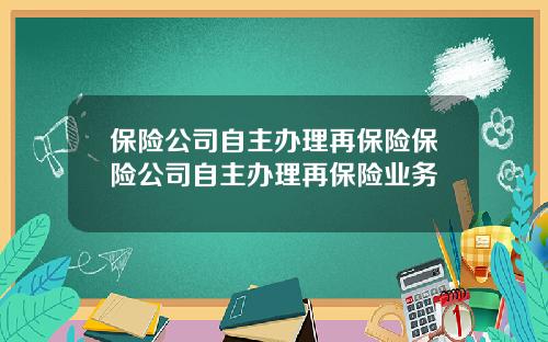 保险公司自主办理再保险保险公司自主办理再保险业务