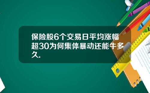 保险股6个交易日平均涨幅超30为何集体暴动还能牛多久.