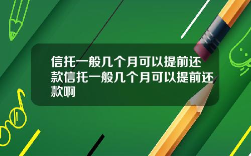 信托一般几个月可以提前还款信托一般几个月可以提前还款啊