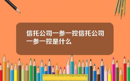 信托公司一参一控信托公司一参一控是什么