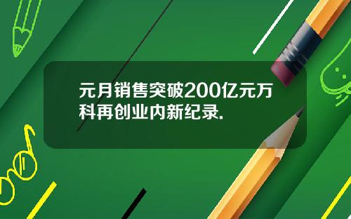 元月销售突破200亿元万科再创业内新纪录.