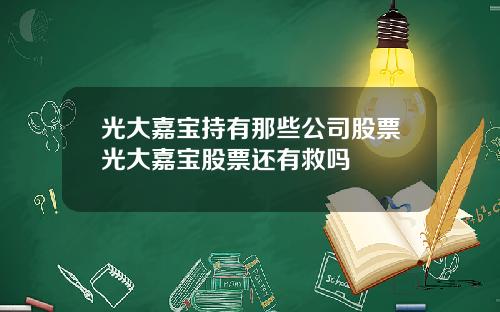光大嘉宝持有那些公司股票光大嘉宝股票还有救吗