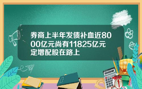 券商上半年发债补血近8000亿元尚有11825亿元定增配股在路上