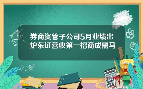券商资管子公司5月业绩出炉东证营收第一招商成黑马