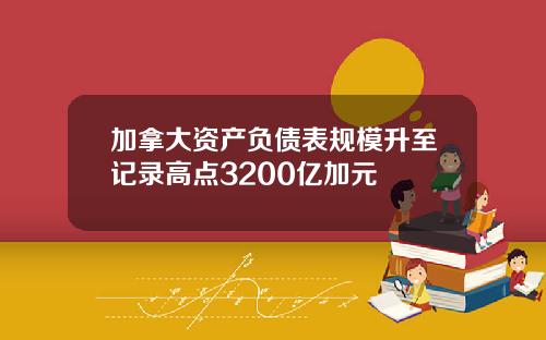 加拿大资产负债表规模升至记录高点3200亿加元