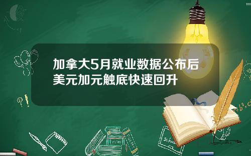 加拿大5月就业数据公布后美元加元触底快速回升