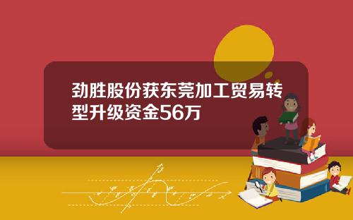 劲胜股份获东莞加工贸易转型升级资金56万