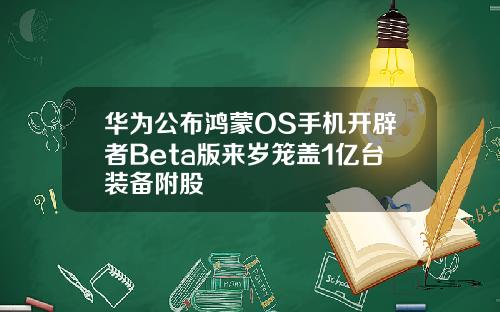 华为公布鸿蒙OS手机开辟者Beta版来岁笼盖1亿台装备附股