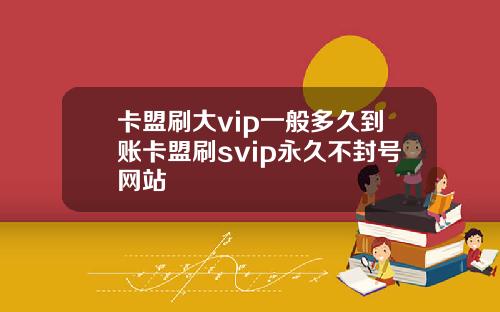 卡盟刷大vip一般多久到账卡盟刷svip永久不封号网站