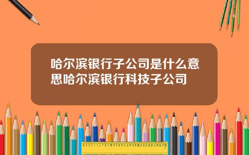 哈尔滨银行子公司是什么意思哈尔滨银行科技子公司
