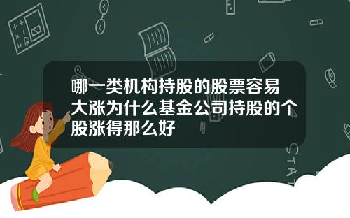 哪一类机构持股的股票容易大涨为什么基金公司持股的个股涨得那么好
