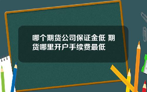 哪个期货公司保证金低 期货哪里开户手续费最低