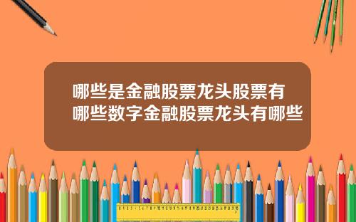 哪些是金融股票龙头股票有哪些数字金融股票龙头有哪些
