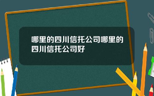 哪里的四川信托公司哪里的四川信托公司好