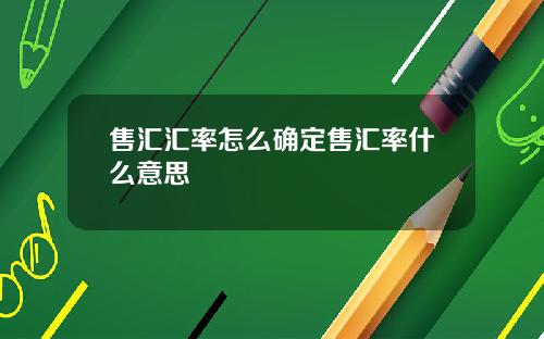 售汇汇率怎么确定售汇率什么意思
