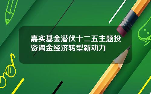 嘉实基金潜伏十二五主题投资淘金经济转型新动力