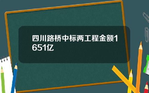 四川路桥中标两工程金额1651亿