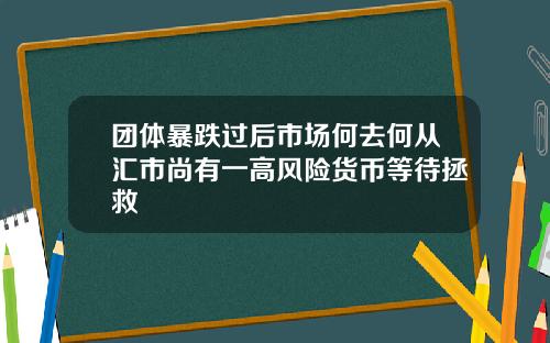 团体暴跌过后市场何去何从汇市尚有一高风险货币等待拯救